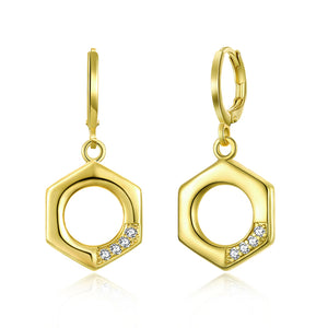 Hexagon Drop Earring in 18K Gold Plated
