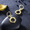 Hexagon Austrian Drop Earrings in 14K Gold