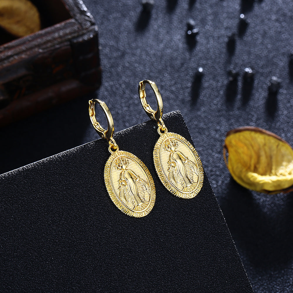 Praying Mother Drop Earring in 18K Gold Plated