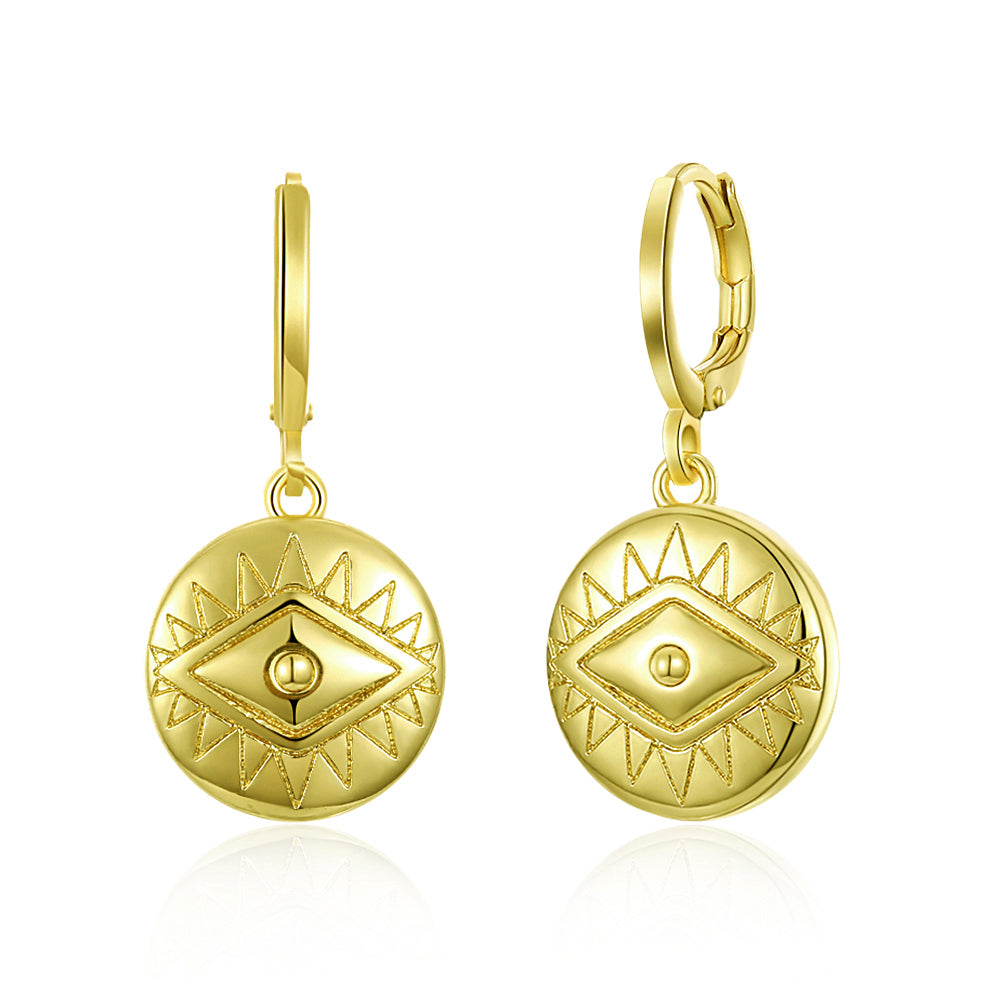 Evil Eye Protection Drop Earring in 18K Gold Plated