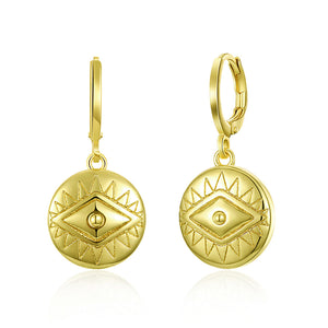 Evil Eye Protection Drop Earring in 18K Gold Plated