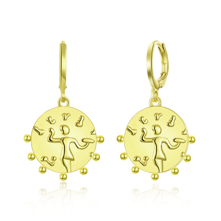 Sun Disc Drop Earrings - Golden NYC Jewelry www.goldennycjewelry.com fashion jewelry for women