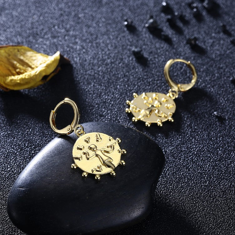 Sun Disc Drop Earrings - Golden NYC Jewelry www.goldennycjewelry.com fashion jewelry for women