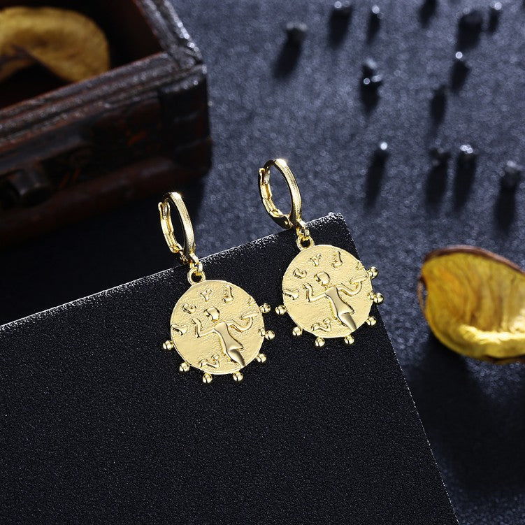 Sun Disc Drop Earrings - Golden NYC Jewelry www.goldennycjewelry.com fashion jewelry for women