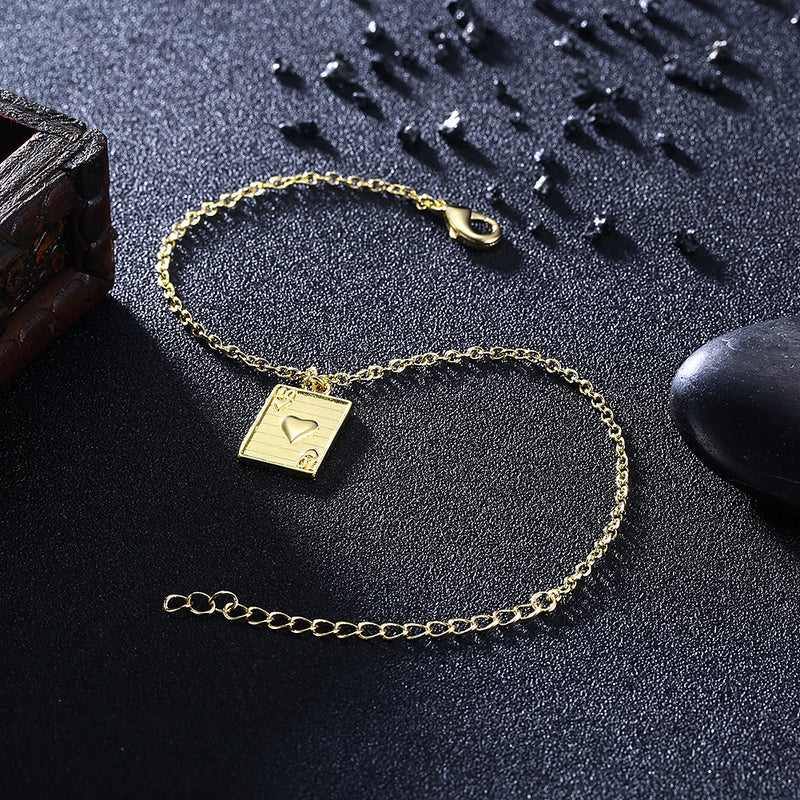 Ace of Hearts Bracelet in 18K Gold Plated, Gold Collection, Bracelet, Gold, Golden NYC Jewelry, Golden NYC Jewelry fashion jewelry, cheap jewelry, jewelry for mom,