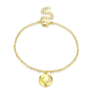 Swarovski Crystal Moon and Star Bracelet in 18K Gold Plated