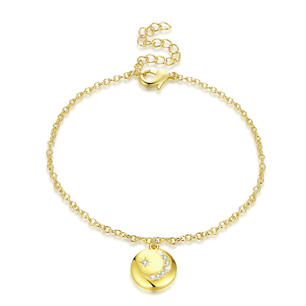 Austrian Crystal Moon and Star Bracelet in 18K Gold Plated