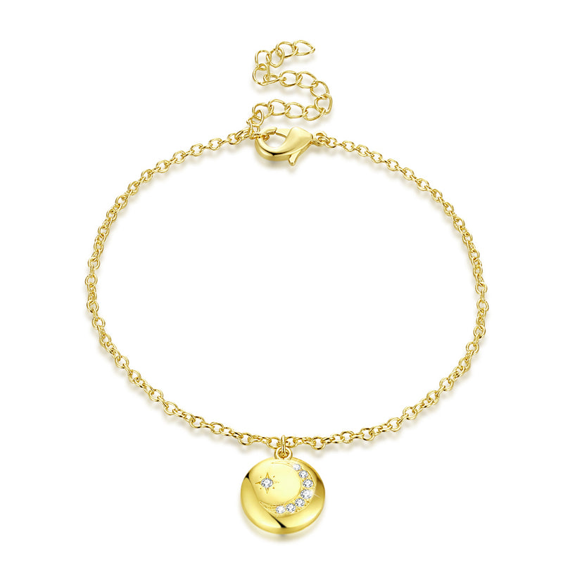 Austrian Crystal Moon and Star Bracelet in 18K Gold Plated