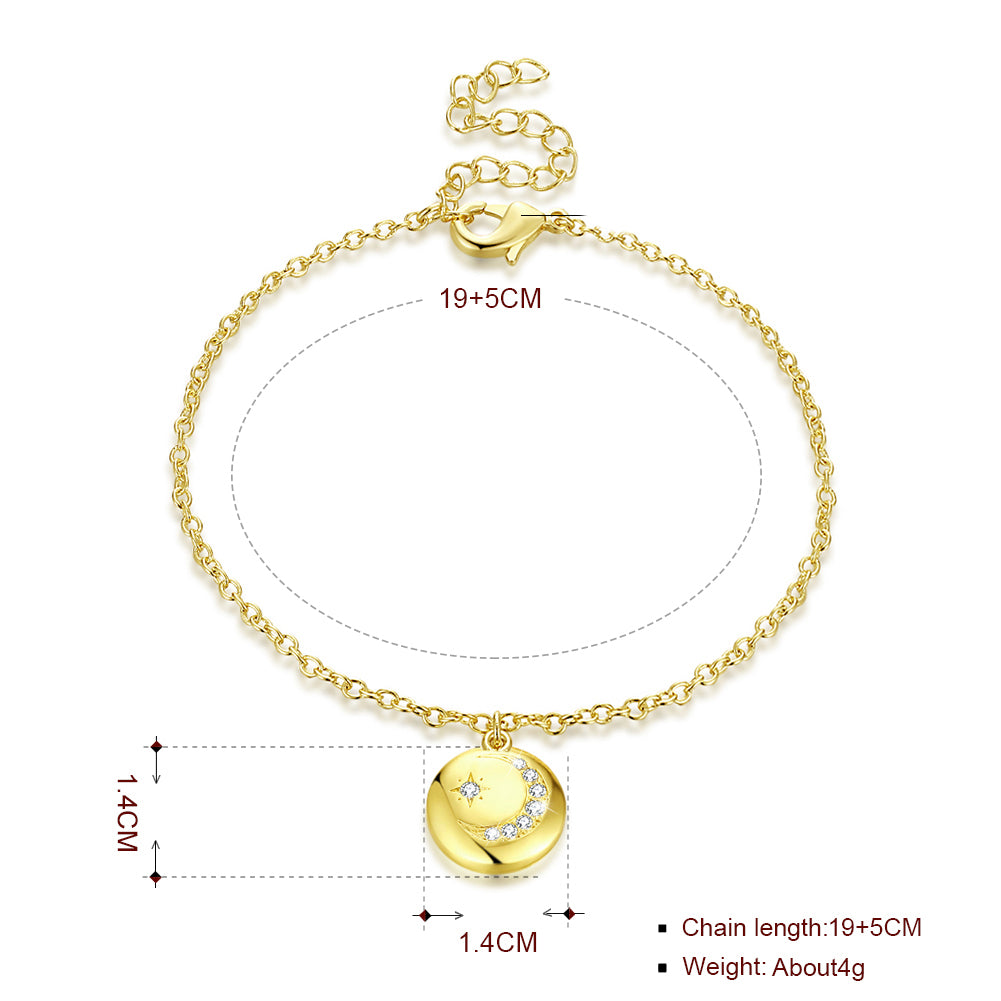 Swarovski Crystal Moon and Star Bracelet in 18K Gold Plated