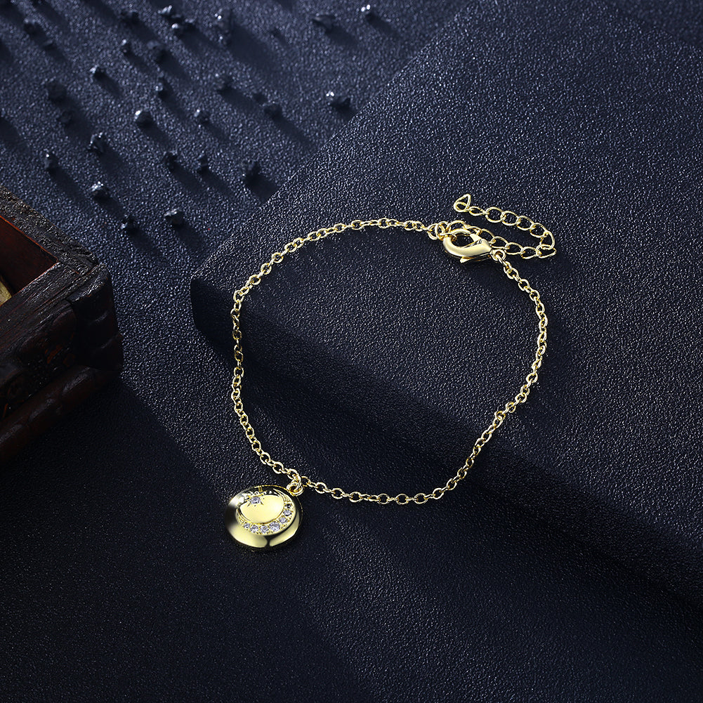 Swarovski Crystal Moon and Star Bracelet in 18K Gold Plated