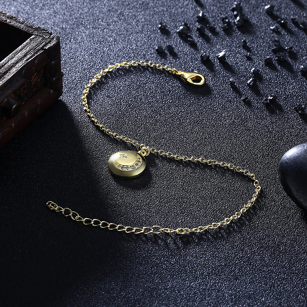 Swarovski Crystal Moon and Star Bracelet in 18K Gold Plated