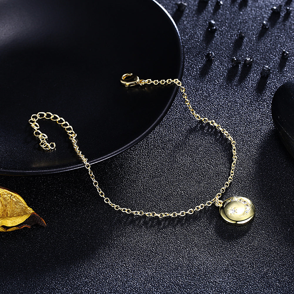 Swarovski Crystal Moon and Star Bracelet in 18K Gold Plated