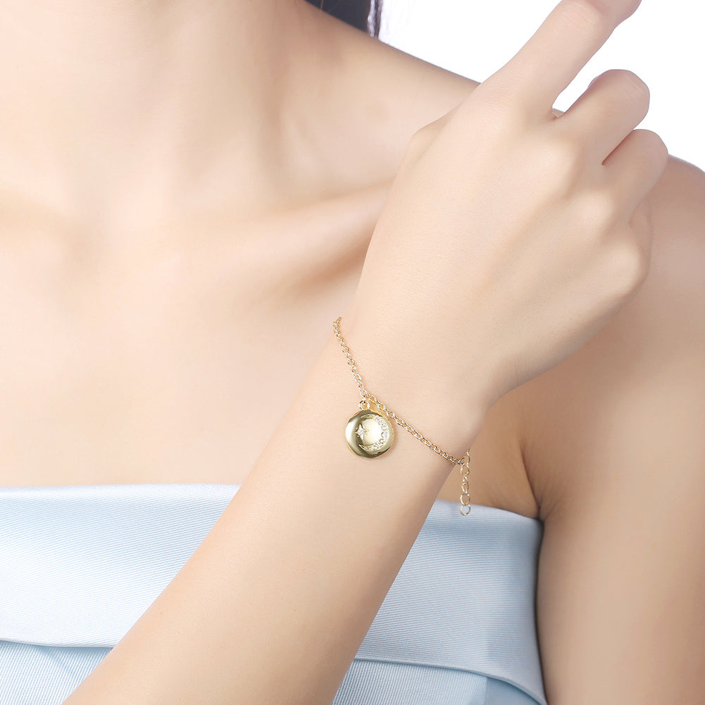 Swarovski Crystal Moon and Star Bracelet in 18K Gold Plated