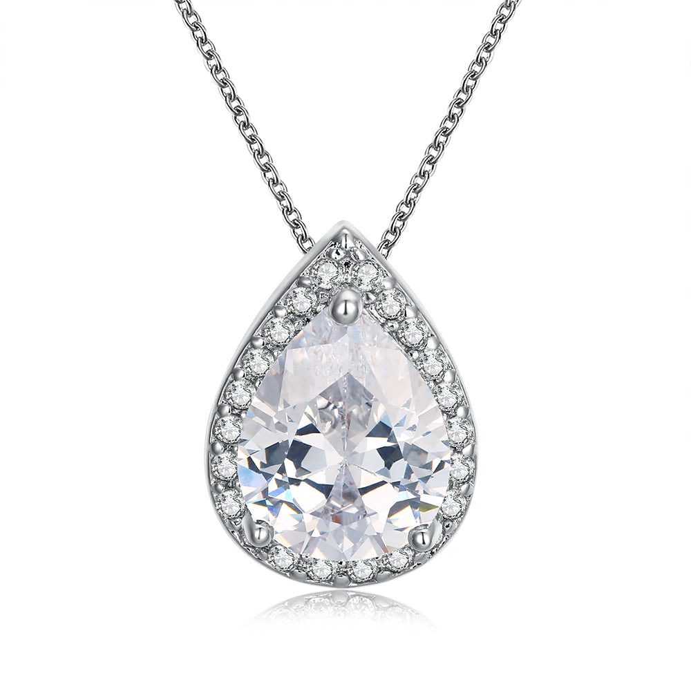 5.00 CT Teardrop Pave Necklace in 18K White Gold Plated, Necklace, Golden NYC Jewelry, Golden NYC Jewelry jewelryjewelry deals, swarovski crystal jewelry, groupon jewelry,, jewelry for mom,