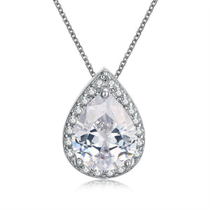 5.00 CT Drop Pave Necklace in 18K White Gold Plated
