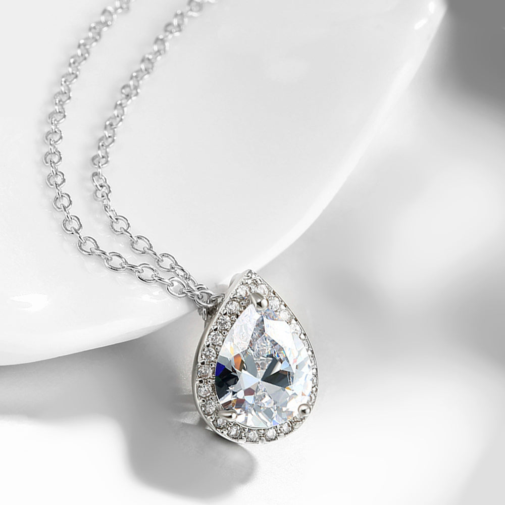 5.00 CT Teardrop Pave Necklace in 18K White Gold Plated, Necklace, Golden NYC Jewelry, Golden NYC Jewelry jewelryjewelry deals, swarovski crystal jewelry, groupon jewelry,, jewelry for mom,