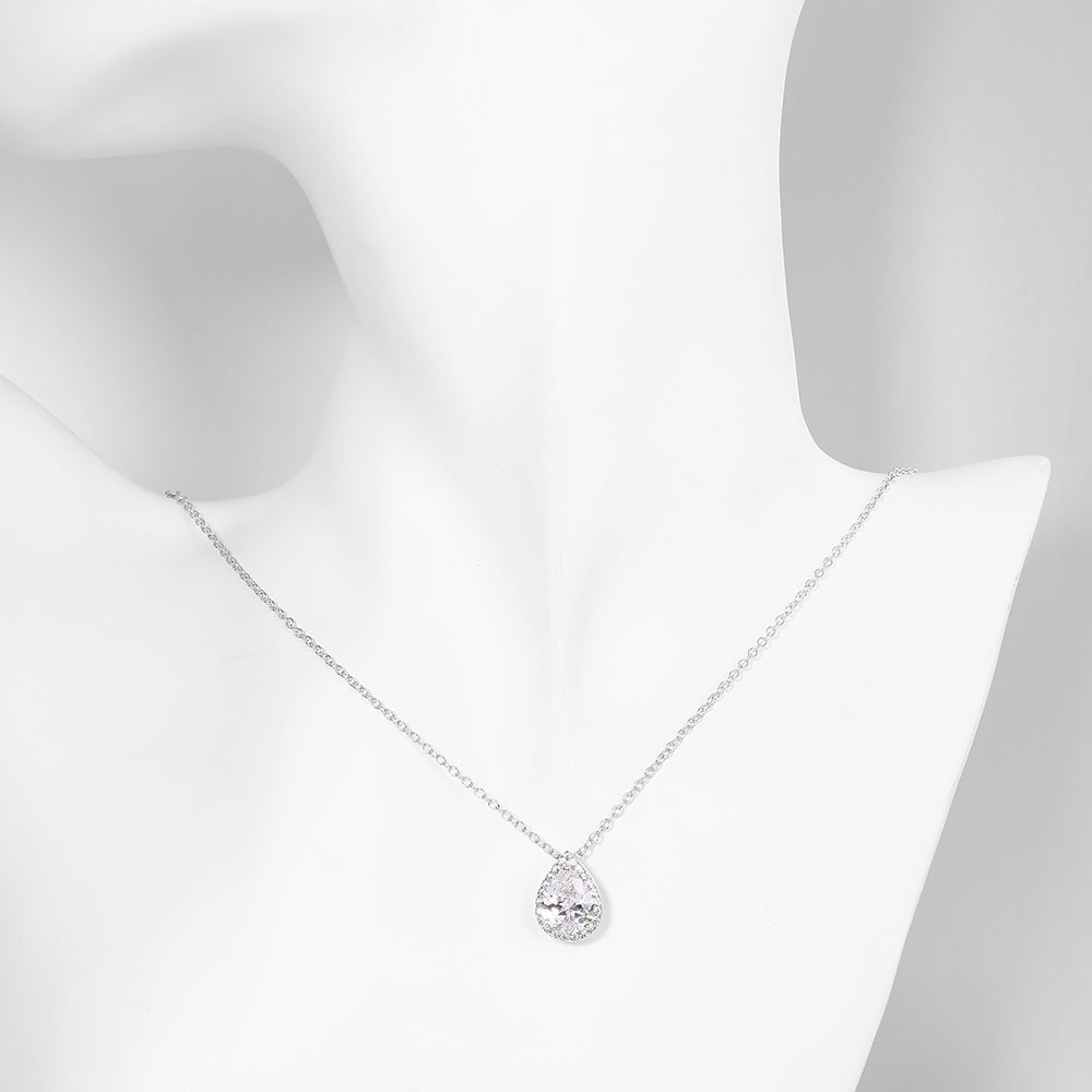 5.00 CT Teardrop Pave Necklace in 18K White Gold Plated, Necklace, Golden NYC Jewelry, Golden NYC Jewelry jewelryjewelry deals, swarovski crystal jewelry, groupon jewelry,, jewelry for mom,