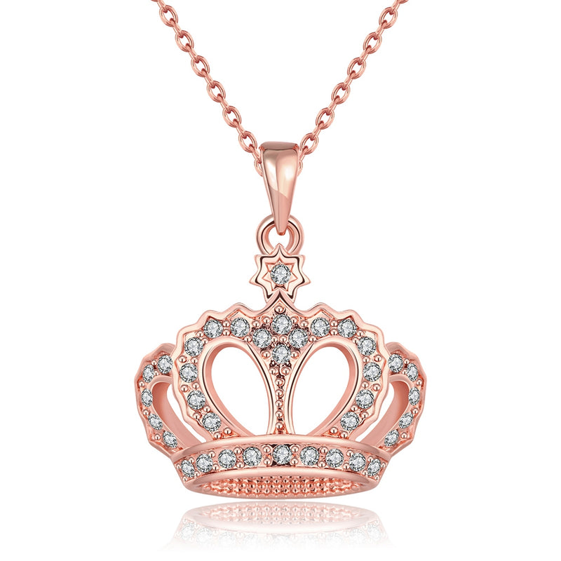 Austrian Elements Crown Pendant Necklace