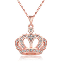 Swarovski Crystal Pave Crown Necklace in 18K Rose Gold Plated