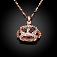 Swarovski Crystal Pave Crown Necklace in 18K Rose Gold Plated