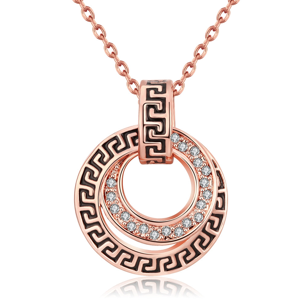 Austrian Elements Intertwined Duo Pendant Necklace in 14K Rose Gold