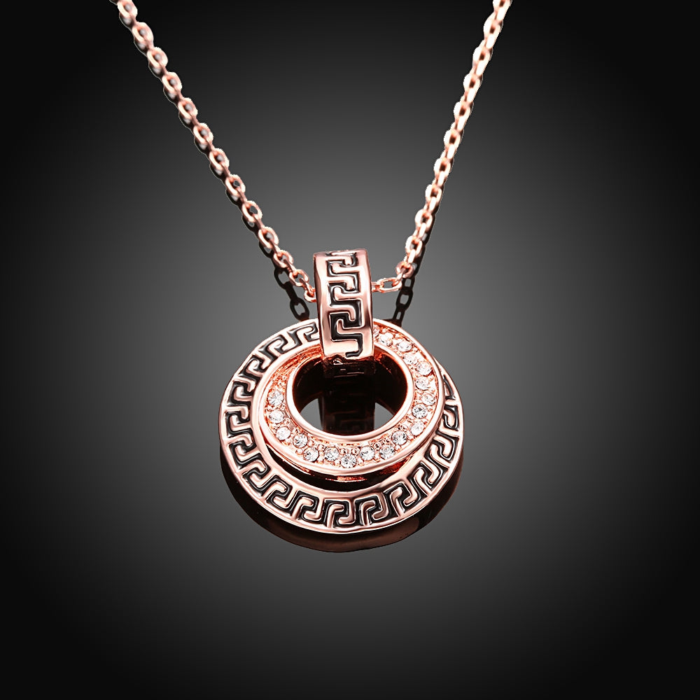Greek Medallion Crown Necklace in 18K Rose Gold Plated