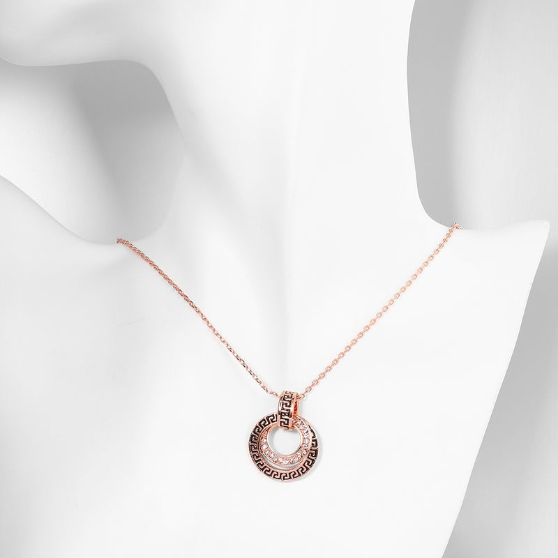 Greek Medallion Crown Necklace in 18K Rose Gold Plated