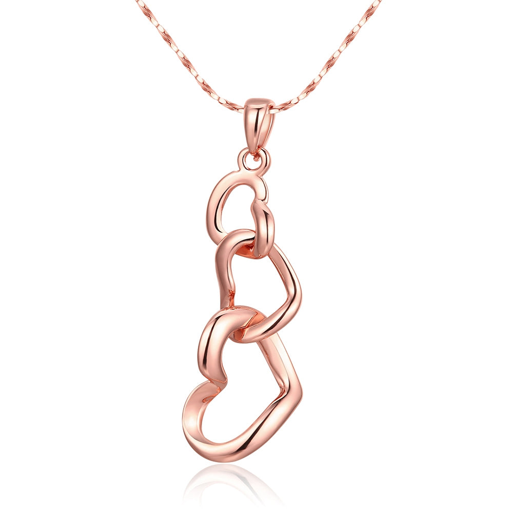 Triple Heart Necklace in 18K Rose Gold Plated