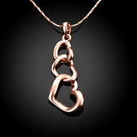 Triple Heart Necklace in 18K Rose Gold Plated