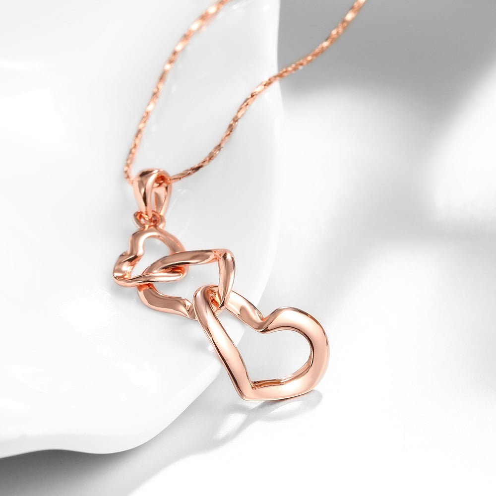 Triple Heart Necklace in 18K Rose Gold Plated