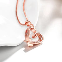 Pave Heart Necklace in 18K Rose Gold Plated