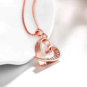 Pave Heart Necklace in 18K Rose Gold Plated