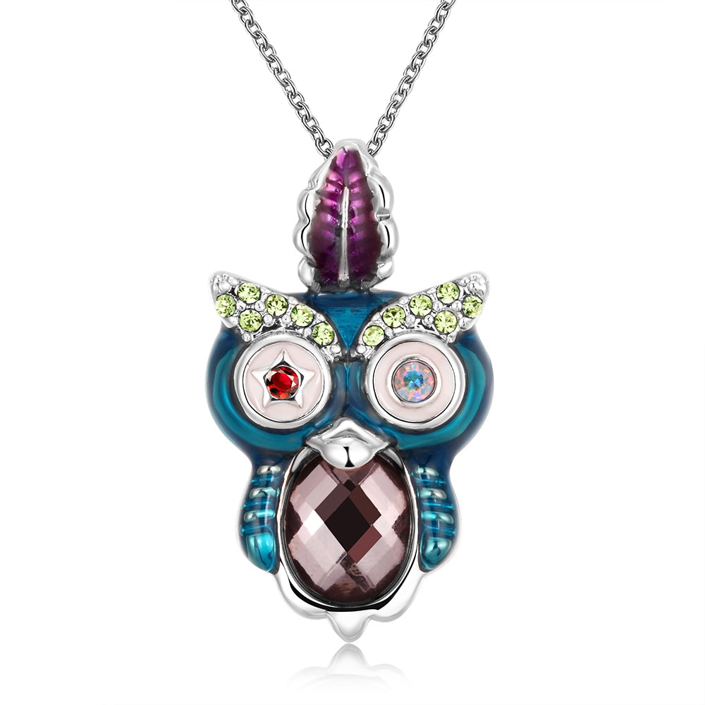 Austrian Elements Owl Pendant Necklace