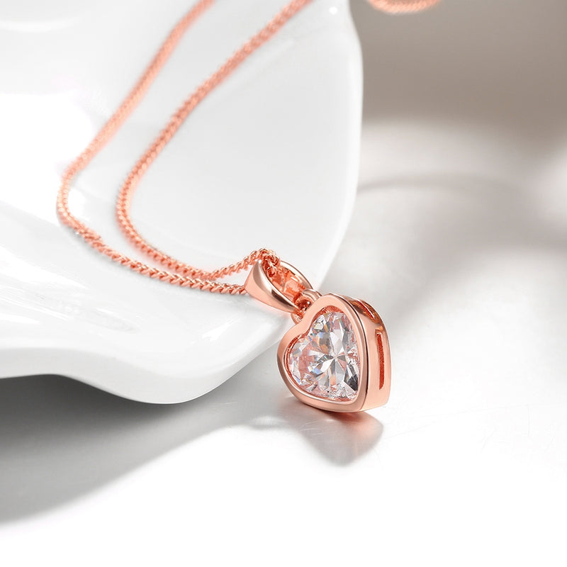 Heart Necklace in 18K Rose Gold Plated