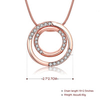 Swarovski Crystal Double Circle Necklace in 18K Rose Gold Plated