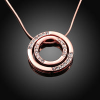 Swarovski Crystal Double Circle Necklace in 18K Rose Gold Plated