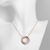 Austrian Crystal Double Circle Necklace in 18K Rose Gold Plated