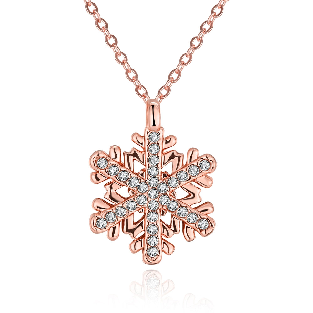 Swarovski Crystal Snowflake Necklace in 18K Rose Gold Plated