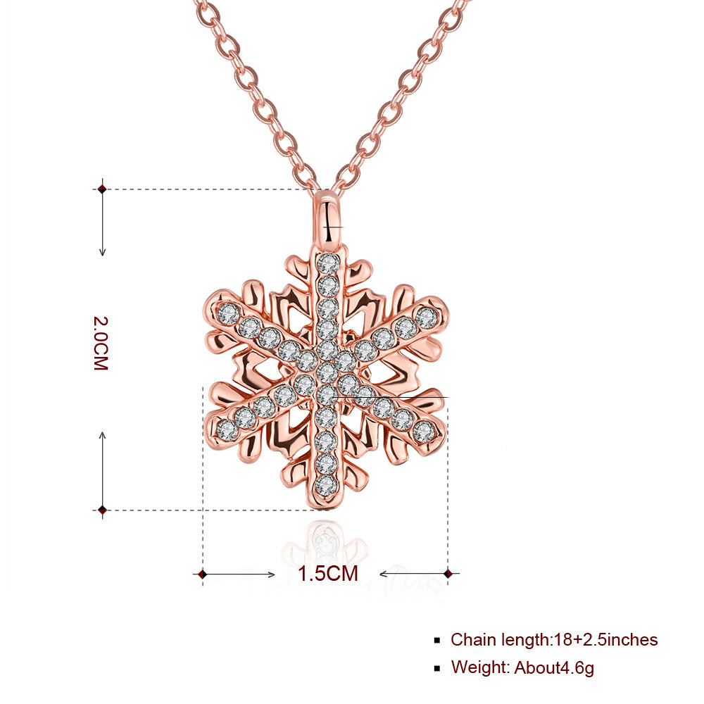 Swarovski Crystal Snowflake Necklace in 18K Rose Gold Plated