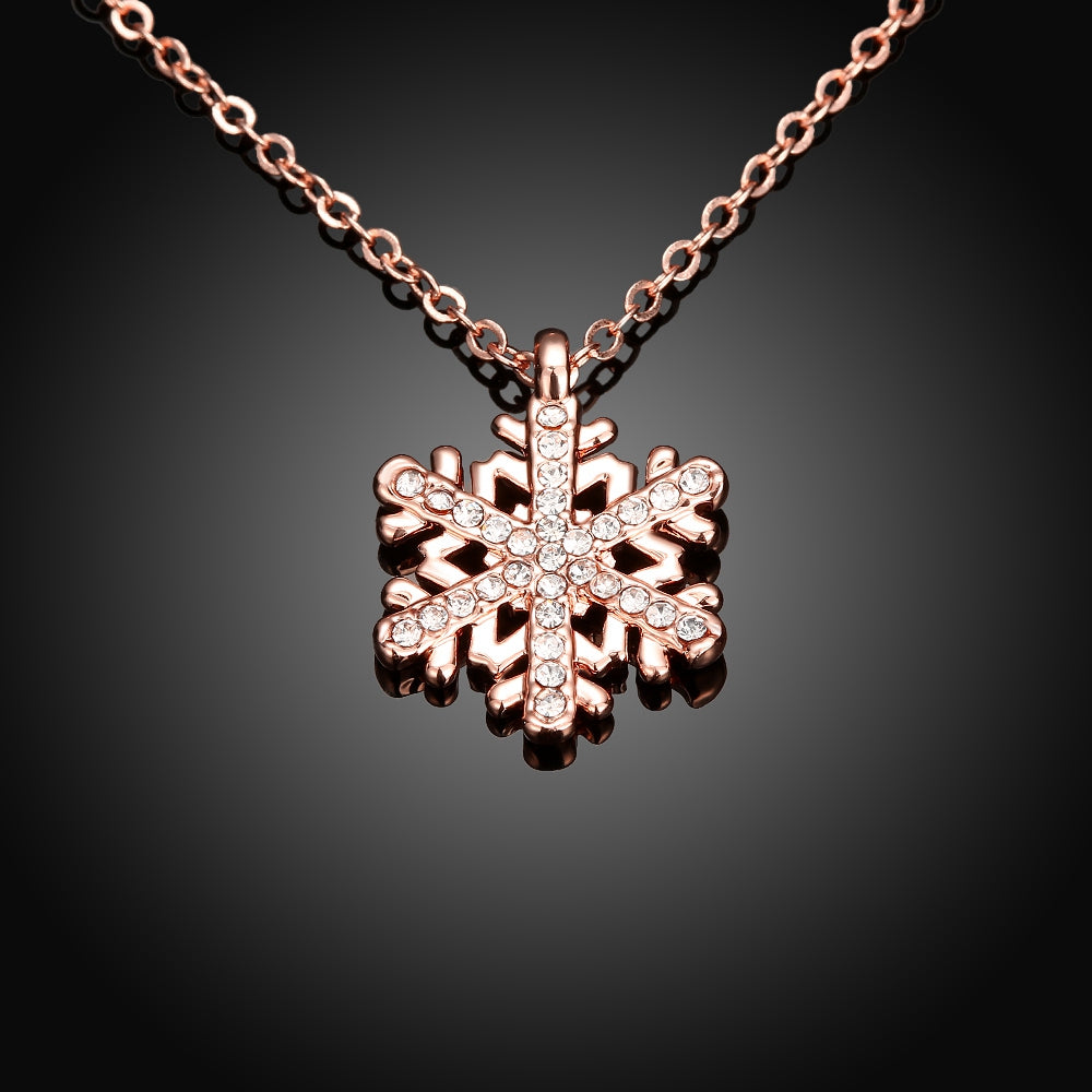 Swarovski Crystal Snowflake Necklace in 18K Rose Gold Plated
