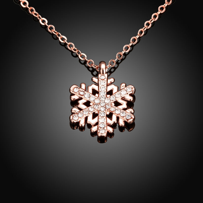 Austrian Crystal Snowflake Necklace in 18K Rose Gold Plated