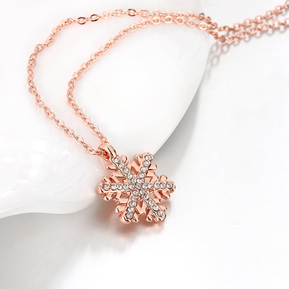 Swarovski Crystal Snowflake Necklace in 18K Rose Gold Plated