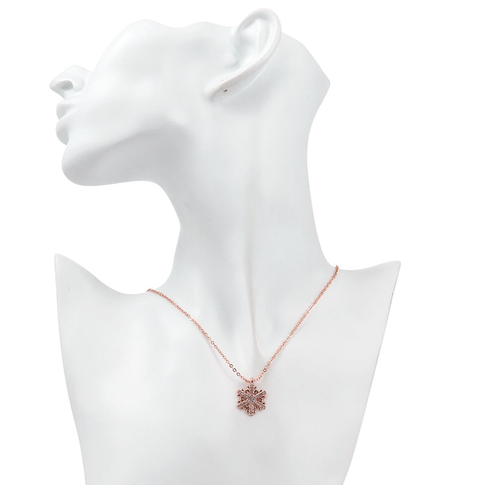 Swarovski Crystal Snowflake Necklace in 18K Rose Gold Plated