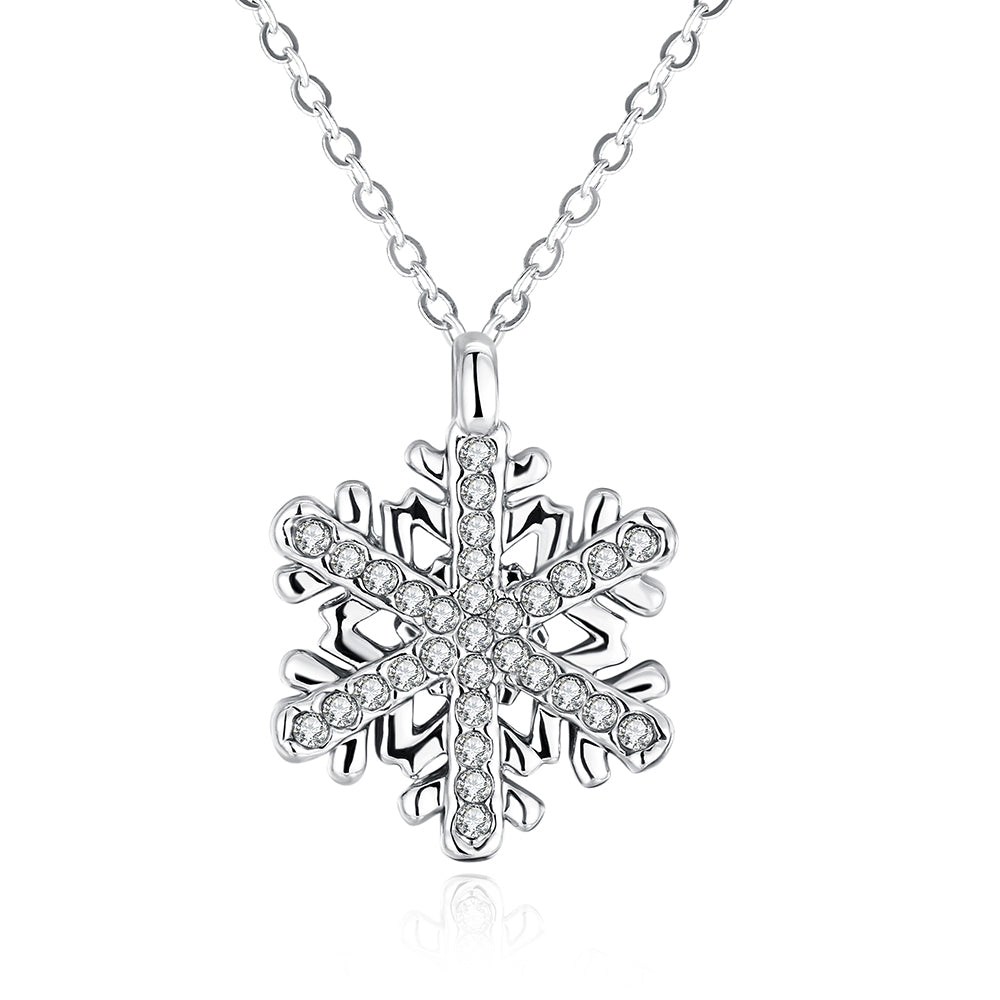Swarovski Crystal Snowflake Necklace in 18K White Gold Plated
