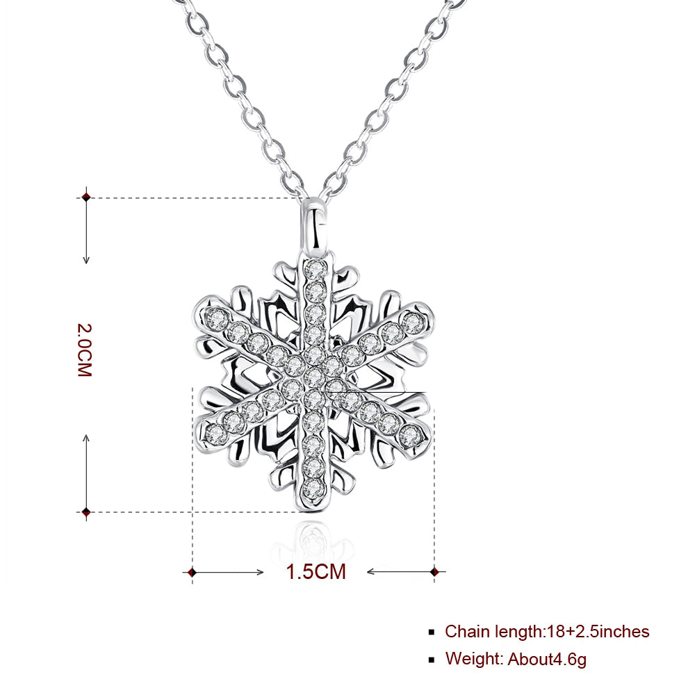 Swarovski Crystal Snowflake Necklace in 18K White Gold Plated
