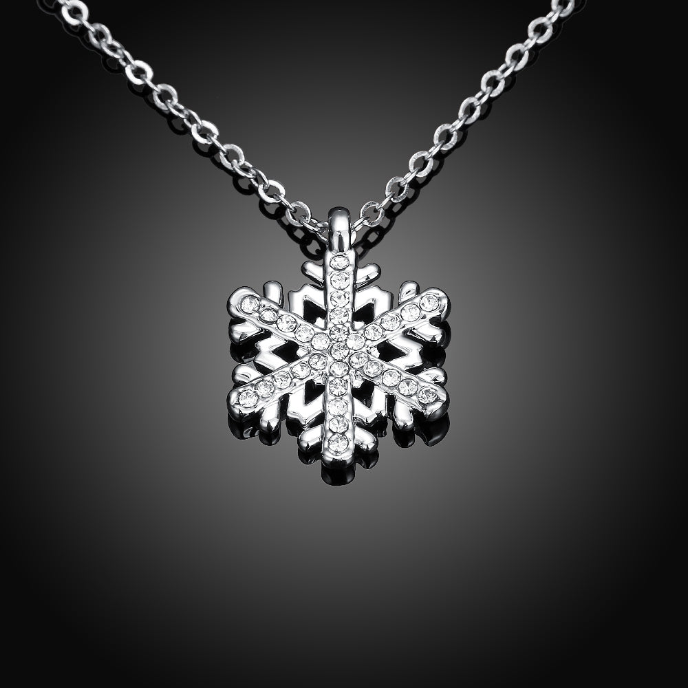 Austrian Crystal Snowflake Necklace in 18K White Gold Plated