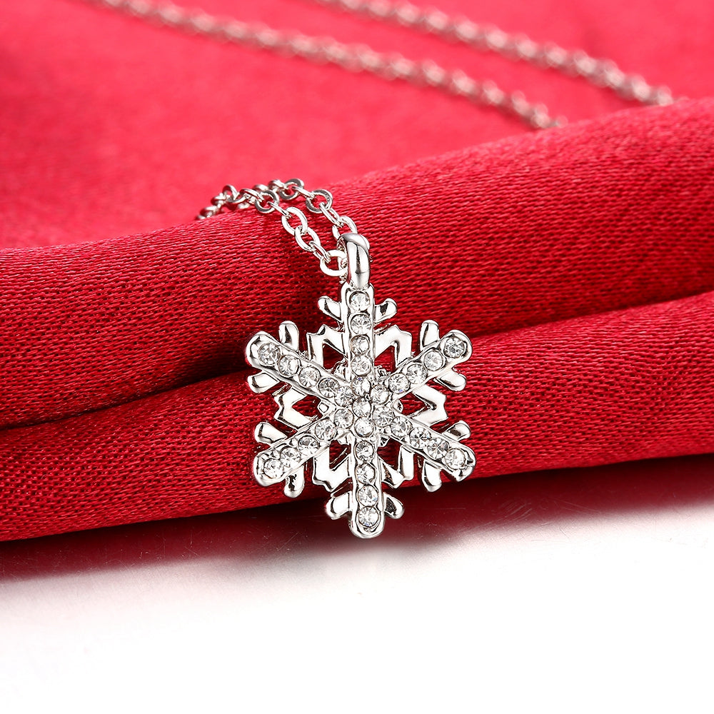 Austrian Crystal Snowflake Necklace in 18K White Gold Plated