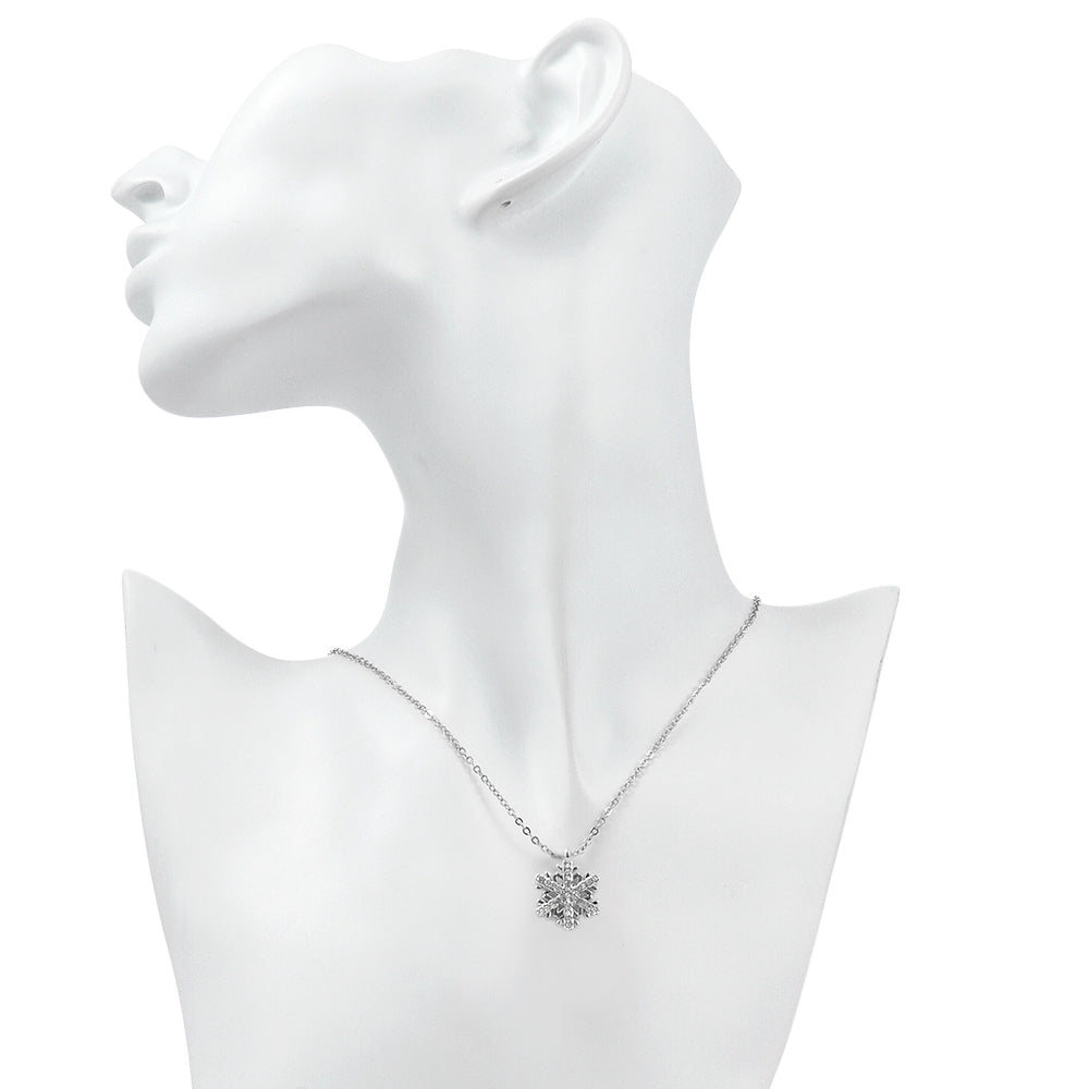 Swarovski Crystal Snowflake Necklace in 18K White Gold Plated
