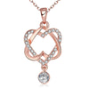 Intertwined Duo Hearts Austrian Elements Necklace in 14K Gold