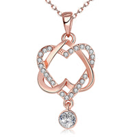 Swarovski Crystal Double Heart Necklace in 18K Rose Gold Plated